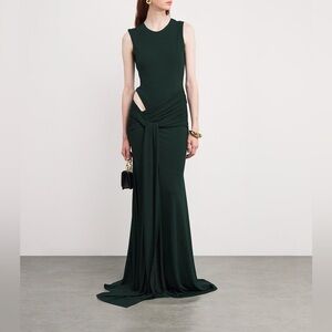 Alex Perry Green Crepe Jersey Cut-Out Gown